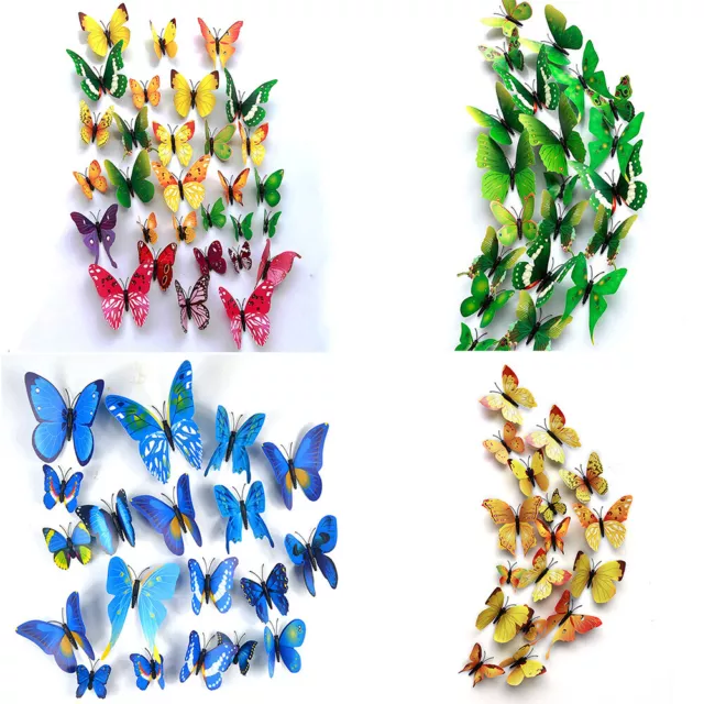 12PCS 3D Mariposa Pared Pegatinas Decoración Hogar DIY de Habitación Dormit <