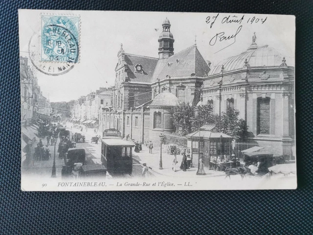 Carte Postale Ancienne CPA 77 Fontainebleau - La Grande Rue, Noir Et Blanc, Authentique 1900