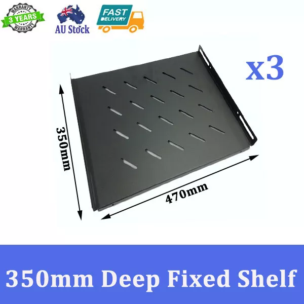 3x Brand New 350mm Deep Fixed Shelf For 600mm 19 inch 19" Server Cabinet