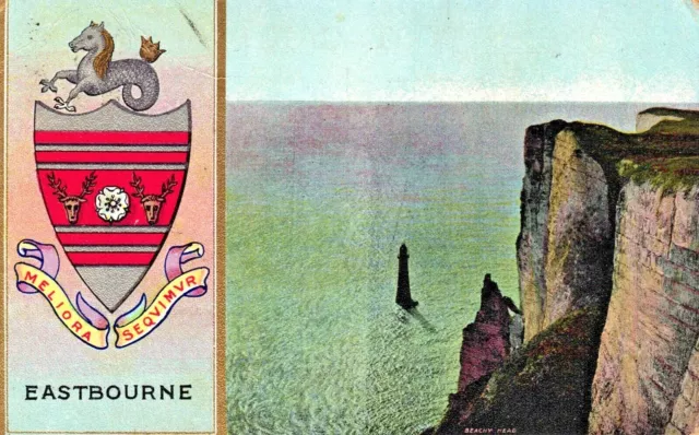 Sussex Postcard C1910 Eastbourne Chromo Litho Town Crest Beachy Head