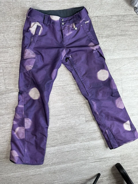 Volcom Nimbus Womens Small Purple Pokadot  Ski Snowboard Pants BT02