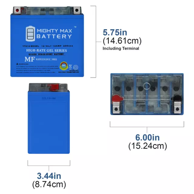 Mighty Max YTX14-BS GEL Replacement Battery for Antigravity ATX14-RS 2