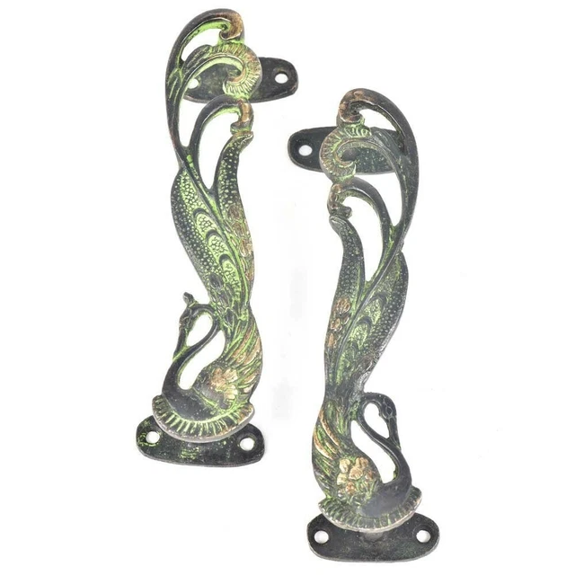 Handmade Brass Peacock Door Handles Pulls - Antique Finish ( Pack Of 2 )
