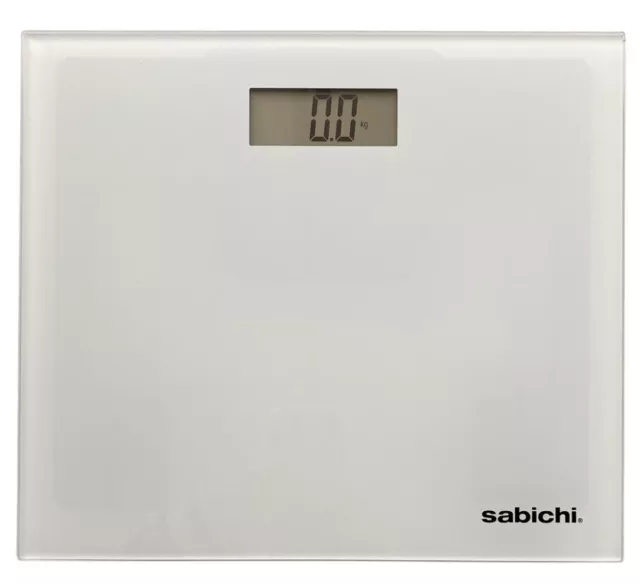 Electronic Digital Bathroom Scales - White Slim Glass Compact LCD Display 180KG