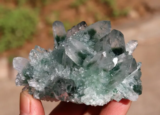 217.5g New Find Green Phantom Quartz Crystal Cluster Mineral Specimen Healing