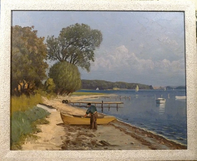 GUSTAV P. RIMMER! Coast Landscape With A Man At The Boat $99.00 - PicClick