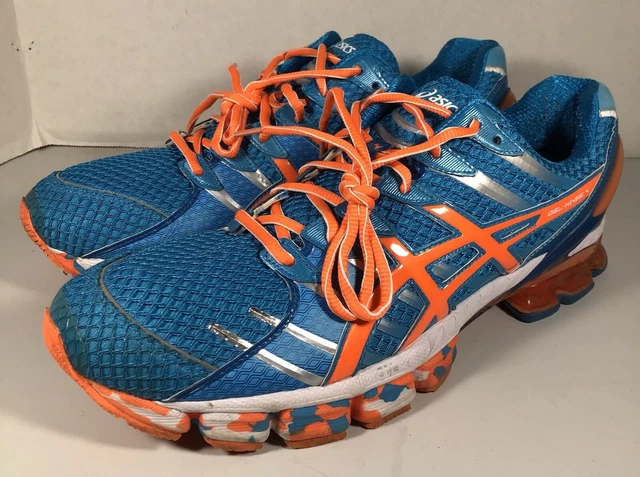 ASICS Men’s Sz 13 GEL-Kinsei 4 Blue Orange Running Shoes Sneakers Neon Vibrant