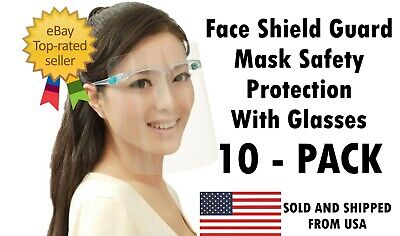 10 PACK Face Shield Guard Mask Safety Protection With Glasses