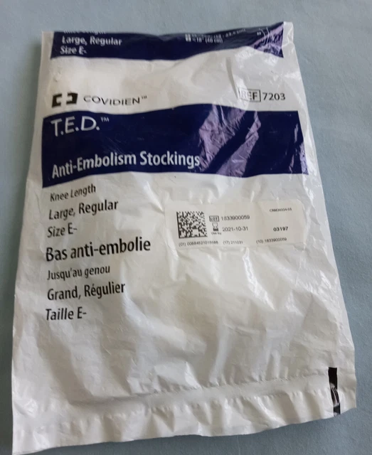 Nuevo Covidien T.E.D. Medias antiembolismo tamaño grande tamaño regular longitud de rodilla E