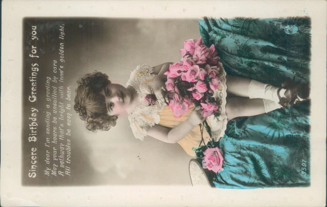 Real photo Birthday with message and flowers regent reliant series