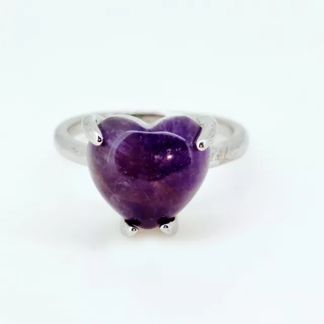 Natural Amethyst 12 MM Solid 925 Sterling Silver Plated Handmade Ring Size 8.5