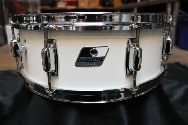 LUDWIG 5X14 ROCKER Snare Drum White Vintage 1980's EUR 101,32 - PicClick FR