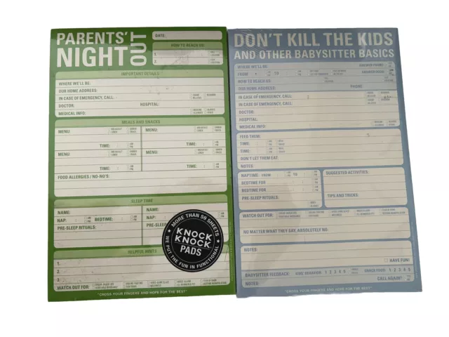 Knock Knock Humor Don't Kill The Kids Pad Parents Night Out Babysitter Checklist