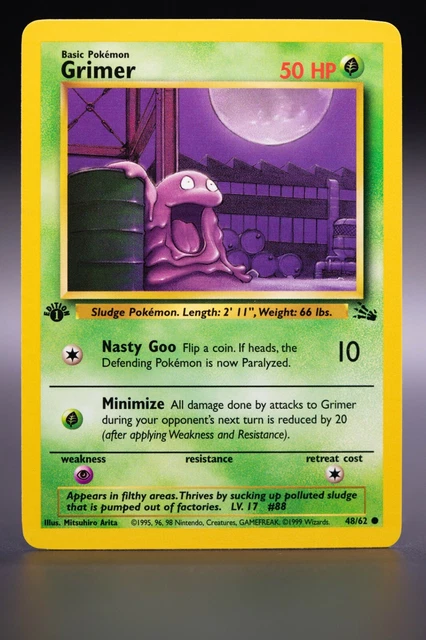 1. Grimer - 48/62 - 1st Edition Fossil - Pokemon WOTC Mint/Near Mint