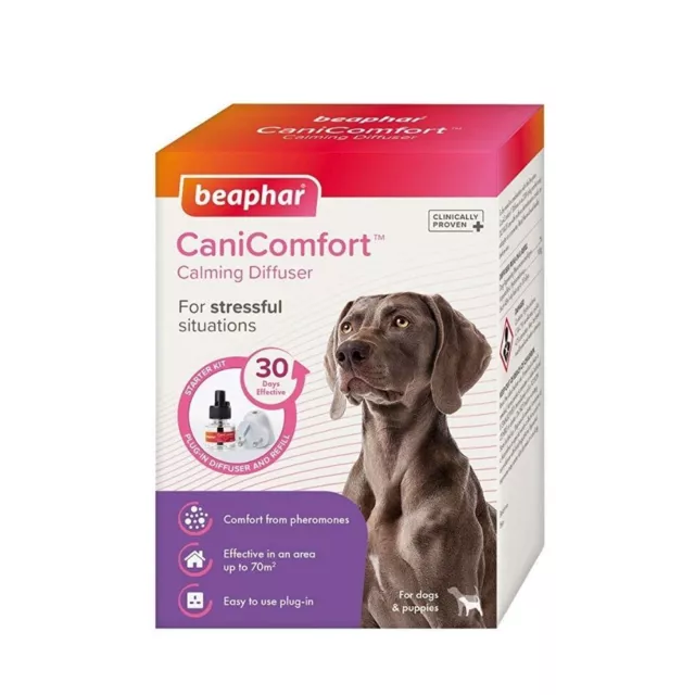 Beaphar CaniComfort Dog Calming Anxiety Plug In Diffuser Pheromone Starter Kit