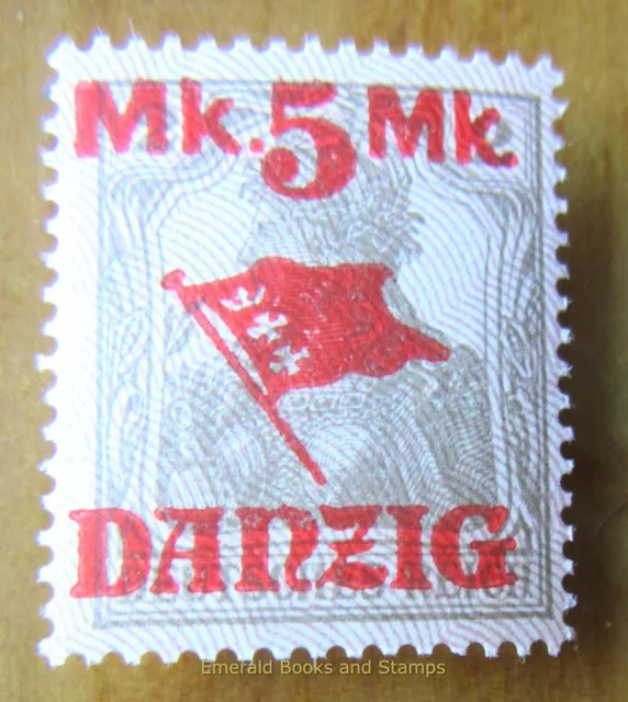 EBS DANZIG 1920 - Germania Overprint - 5 Mark - Michel 30 II MNH** c.v. $244.00