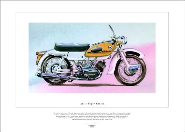 ARIEL SUPER SPORTS  Motor Cycle Fine Art Bike Print - 2-stroke twin Golden Arrow