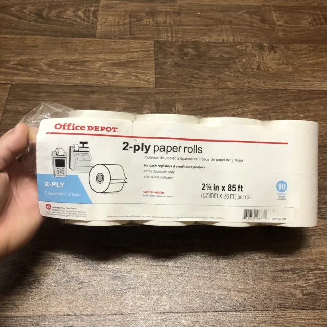 Office Depot® Brand 1-Ply Bond Paper Rolls, 2-1/4 x 130', White, Pack Of 12