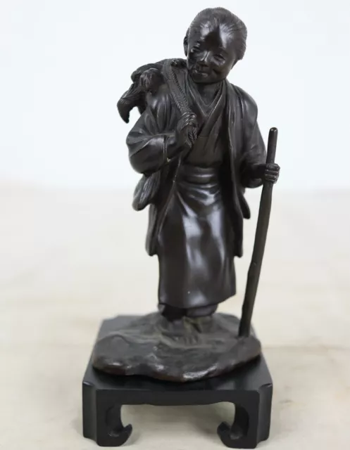 Antique Japanese Meiji Genryusai Seiya Bronze Okimino Sculpture Figure Person