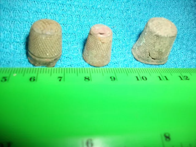 Lot of 3 "ANCIENT"  Metal Thimbles,metal detector finds in Britain,