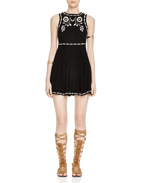 NWT Free People 'Birds of a Feather' Embroidered Mini dress Retail $128