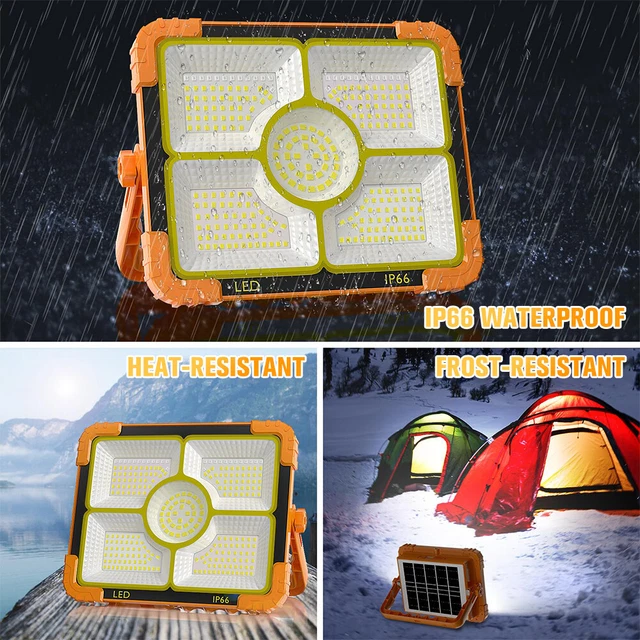 Elekin 60W LED Baustrahler Akku - Solar Campinglampe Mit 4800mAh Powerbank