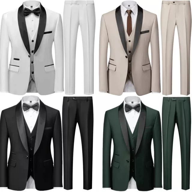 Italian Style Business Men Suits 3Pcs Wedding Groom One-Button Tuxedo Slim Fit