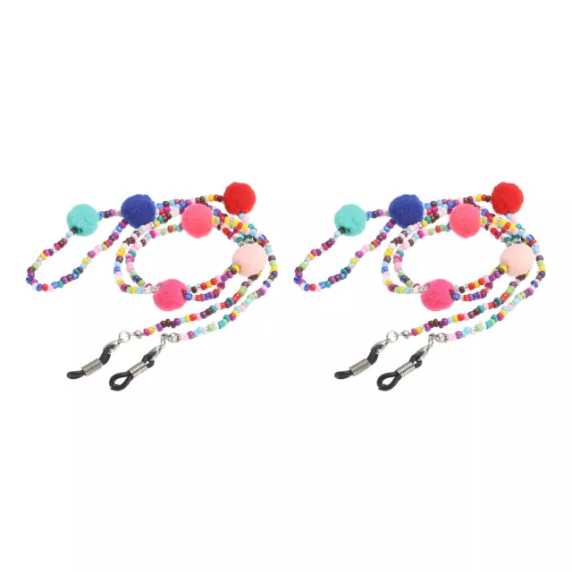 30" Beaded Eyeglass Chain Sunglasses Strap Holder Eyewear Chain, 2Pcs Multicolor