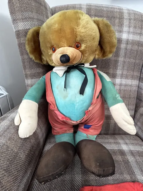 Very Rare 1960’s Huge  Old Vintage Merrythought Mr Twisty Cheeky Teddy Bear 21”