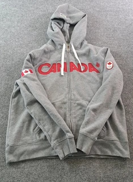 Hudson's Bay Canada Olympic Gray Mens Large Full Zip Hoodie Jacket Embroidered