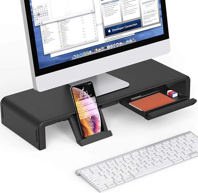 EURPMASK Computer Monitor Stand Desktop Riser Adjustable Foldable Width Storage