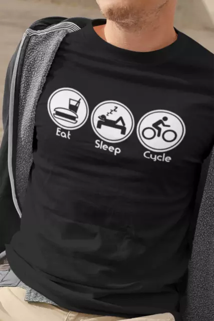 Eat Sleep CYCLE T-Shirt Mens Organic Cotton Christmas Gift CYCLING Bike Road mtb