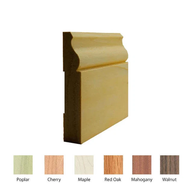 EWBB11 Colonial Baseboard Molding, 11/16" x 4" Unfinished Solid Hardwood Trim