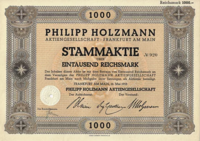 Philipp Holzmann Aktiengesellschaft, Frankfurt am Main, 1933