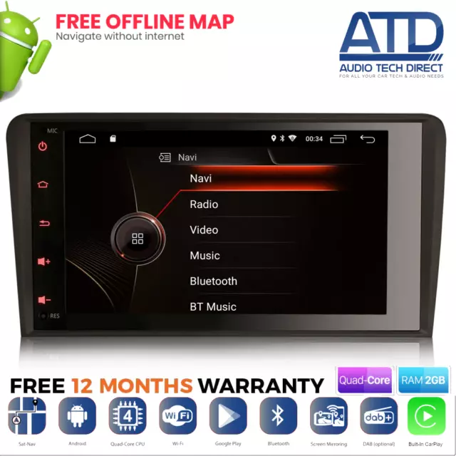 Coche Radio para Audi A3 S3 Android 10.0 DAB GPS Carplay Estéreo Bluetooth Wifi