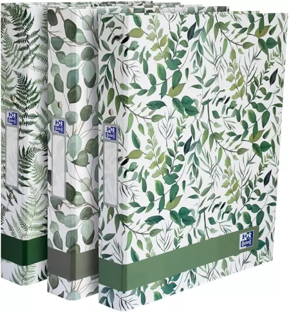 Oxford, A4 Ring Binder, Leaves, Pack of 3 Folders