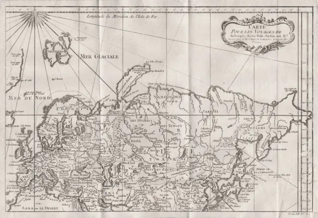 Asia Russia China Marco Polo Tatary map Karte Kupferstich engraving Bellin 1750