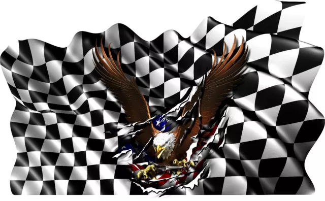 CHECKERED Flag Eagle Boat Car Truck Graphics Vinyl Sticker Decals Wrap LARGE 45"