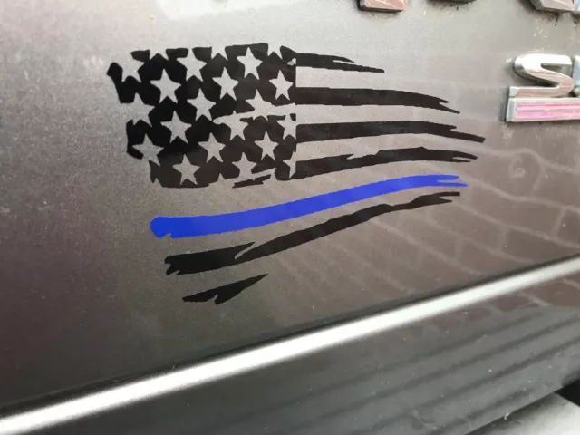 Thin Blue Line American Flag Distressed Police Support Cop With Dept Name Added