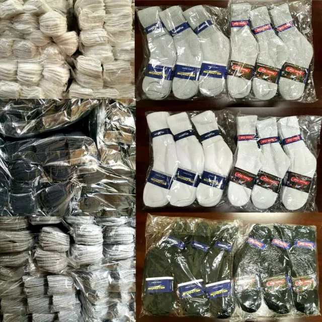 5-200 Dz Men's Women Crew Socks Sports Casual Cotton Wholesale Bulk Pack Lots