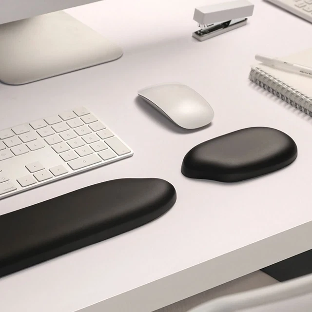 Set Poggiapolsi Per Tastiera E Tappetino Mouse In Memory Foam - Ergonomico Per Gaming E Ufficio, Antiscivolo