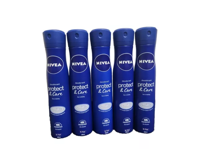 5 desodorantes unisex NIVEA Protect & Care 200 ml cada uno