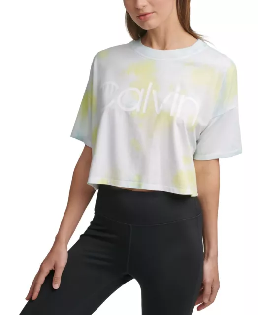 Calvin Klein Womens Activewear Performance Cropped Tie-Dyed T-Shirt X-Large