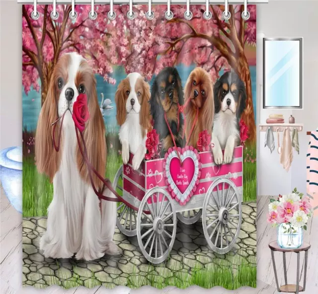 Cavalier King Charles Spaniel Shower Curtain Personalized Many Dog Designs NWT