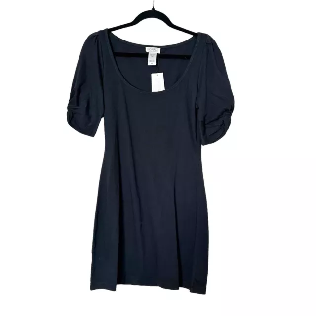 L Space Dress Womens Small Black Melrose Mini Short Sleeve Bodycon Knit Cotton