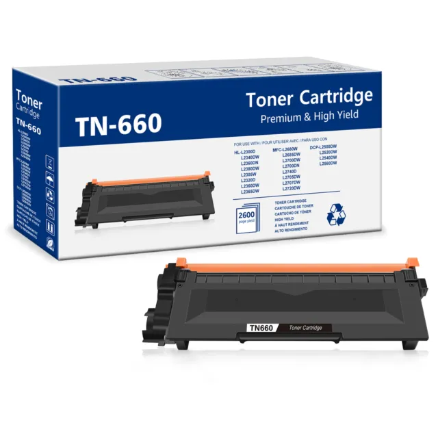 1 Pack TN660 High Yield Black Toner Cartridge for Brother MFC-L2700DW L2740DW