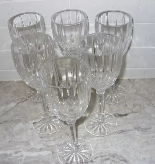 Lead Crystal Vertical Cut Faceted Stem 8 oz.  Wine Glasses Goblets Set of 6