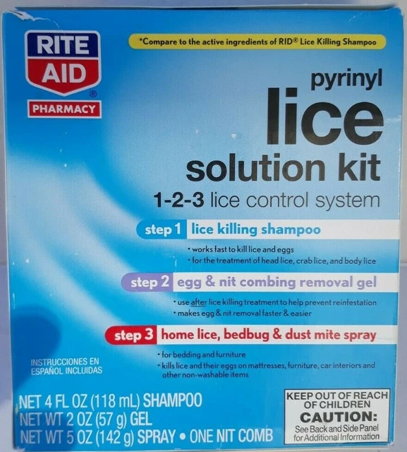 NEW Rite Aid Pyrinyl Lice Solution Kit 1-2-3 Control System