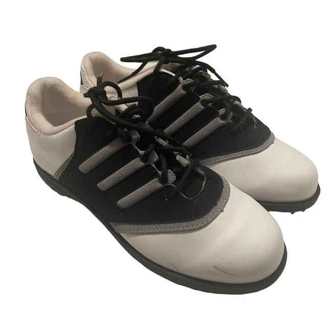 Adidas Golf Shoes Youth Size 4 Pre owned Grey Black White With Bag For Storage