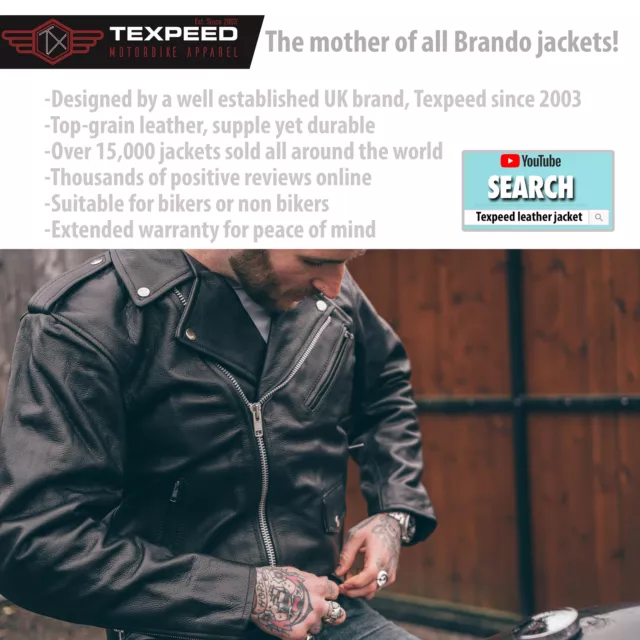 Leather Brando Motorbike Jacket Marlon Biker Motorcycle With Genuine CE Armour 3